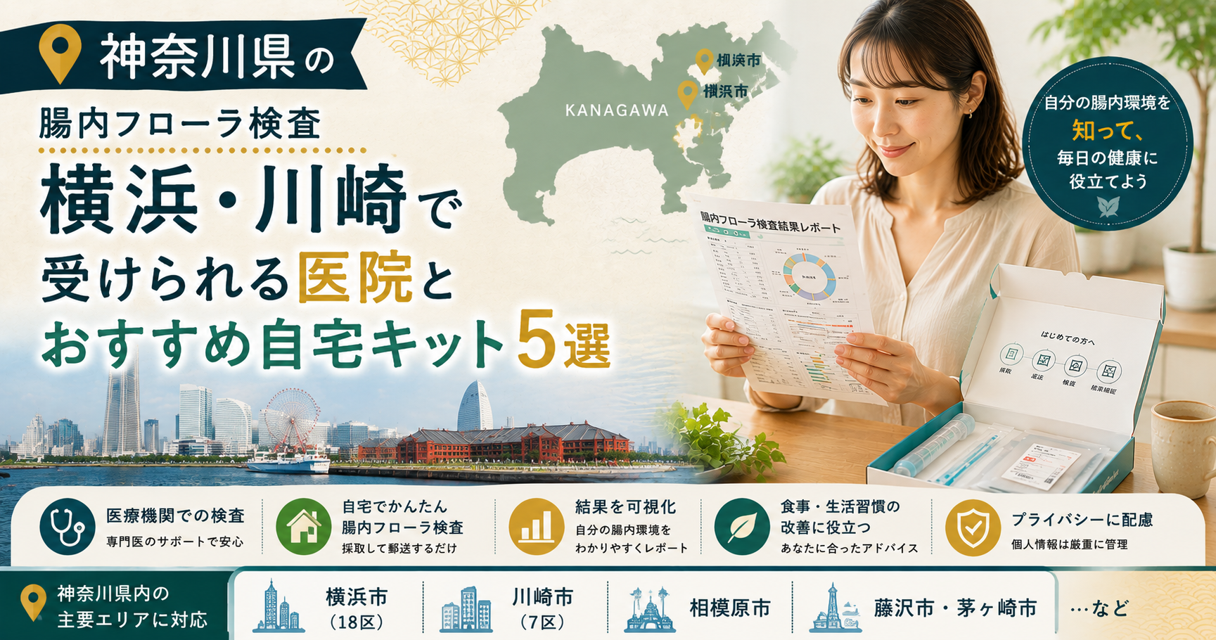 神奈川県の腸内フローラ検査｜横浜・川崎で受けられる医院とおすすめ自宅キット5選