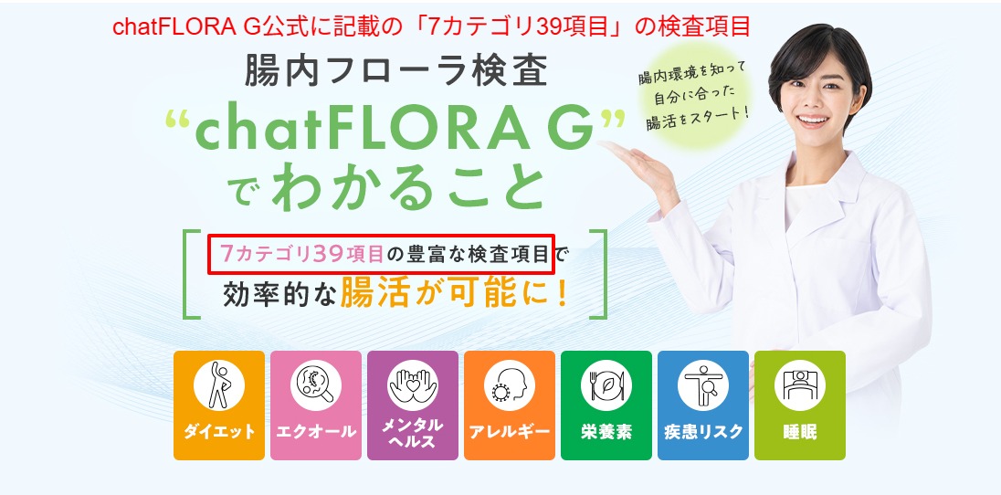 chatFLORA G公式の検査項目39項目と種レベル解析の説明画面