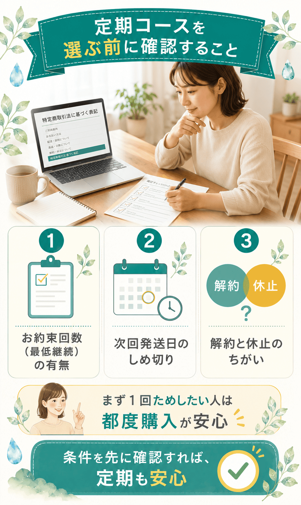 定期コースを選ぶ前に確認したい解約のポイントをまとめた図解